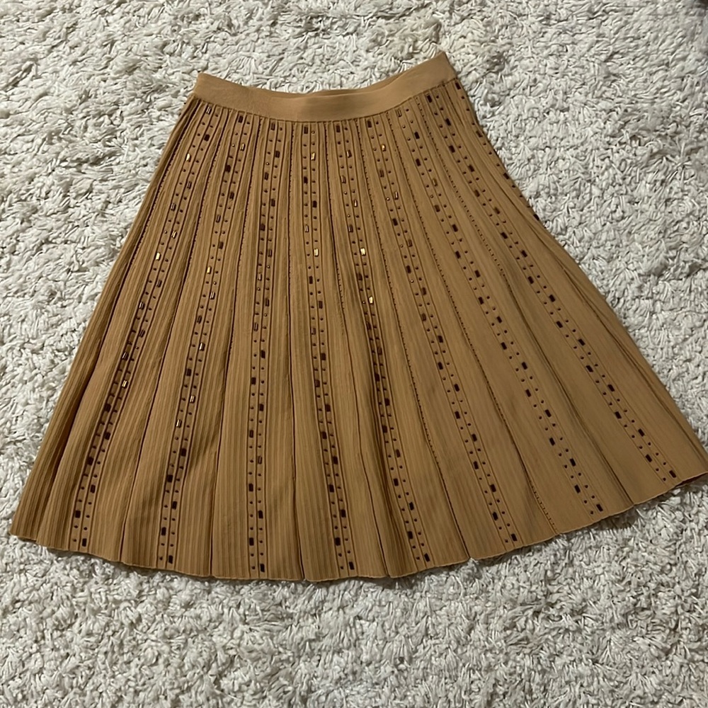 Sandro - camel knit beaded skirt